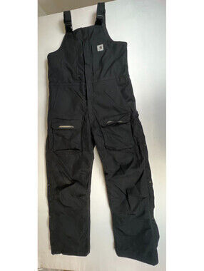 Carhartt Mens M 42x29 Regular Black Insulated Snow Bib Overalls Utility Workwear